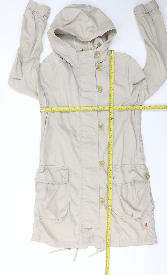 Jackpot Women's Beige Hooded Cotton Anorak Jacket Size S