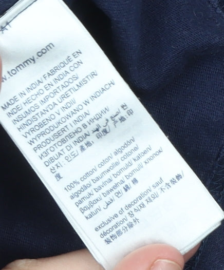 Tommy Jeans Men's Blue Long Sleeve Crew Neck Cotton T-Shirt Size M