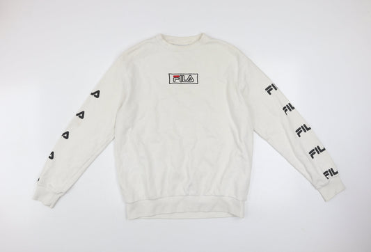 Mens UK L Regular FILA White Pullover Sweatshirt