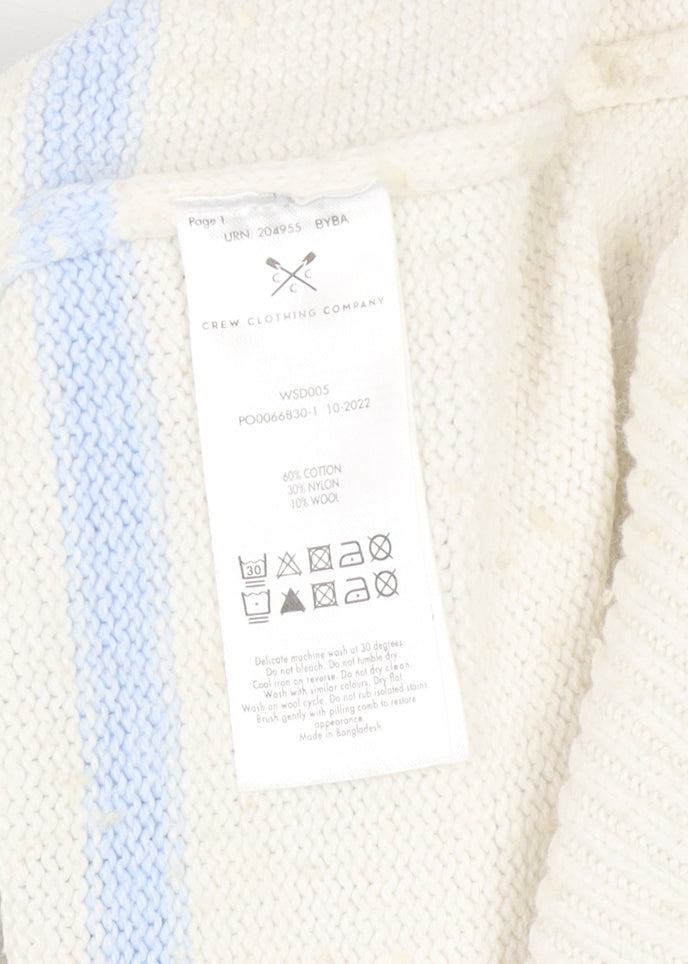 Additional view of Crew Clothing White Blue Roll Neck Striped Jumper, size 10