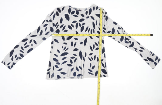 Marks and Spencer Women Grey Mix Leaf Print Pullover Sweatshirt Size 8