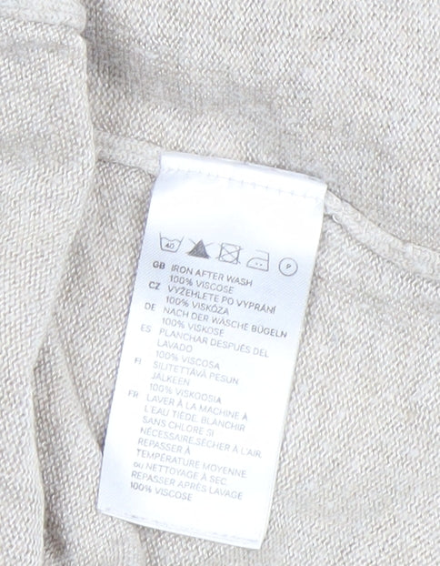 H&M Women Beige Viscose Cardigan Jumper Size 8 Long Sleeve Lightweight