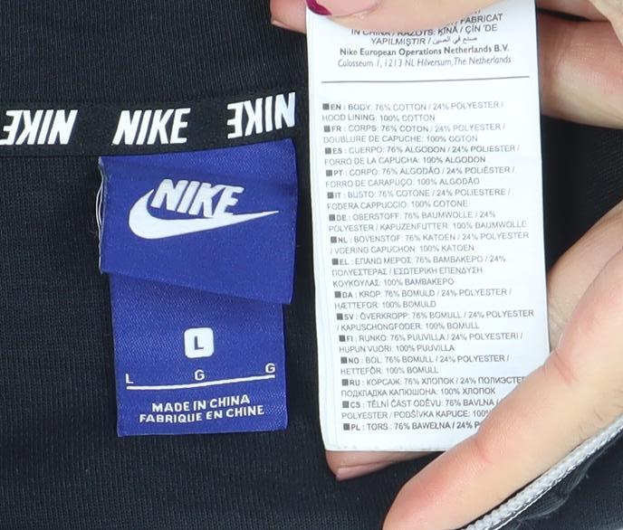 Nike Men's Black Full Zip Hoodie L Fleece Sportswear