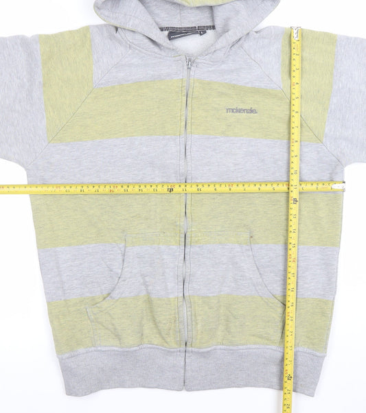 Mckenzie Men’s Grey Green Striped Full Zip Hoodie Size L