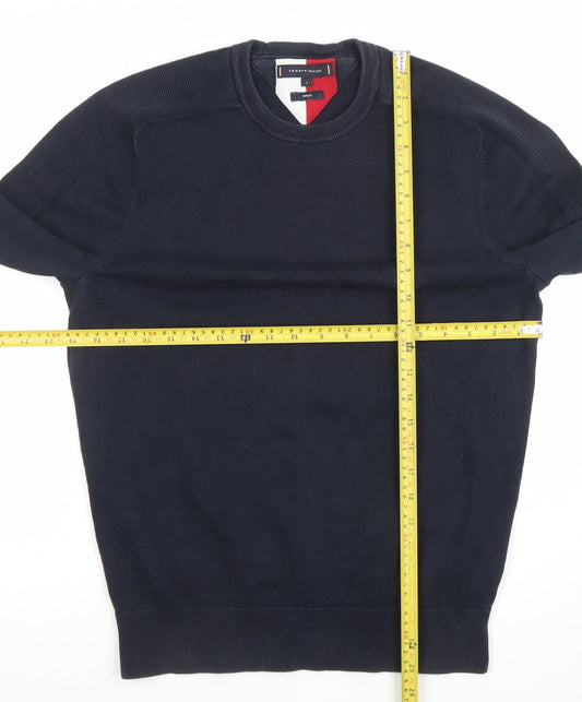 Tommy Hilfiger Men’s Navy Blue Crew Neck Cotton Jumper Size S