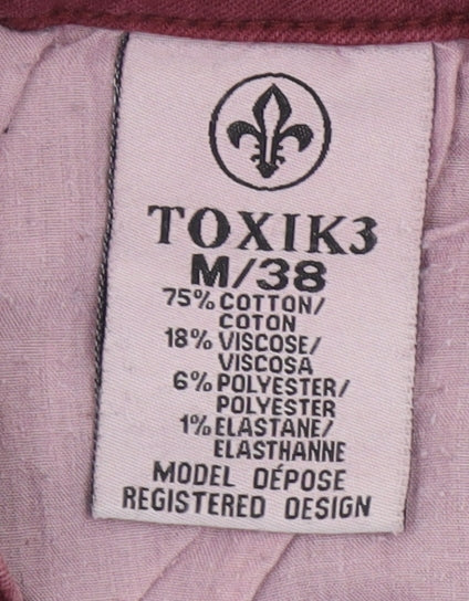Additional view of Toxik3 women’s red skinny stretch jeans, size UK 12 slim, fit denim