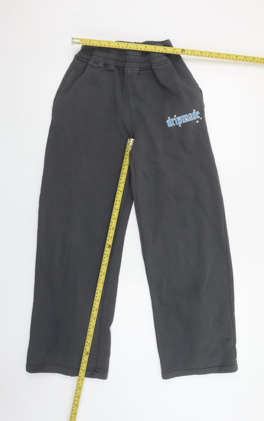 Dripmade Womens Grey XS Fleece Sweatpants with Blue Lace Detailing
