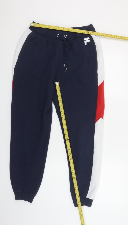 FILA Womens Blue Red White Jogger Sweatpants M Fleece Sportswear