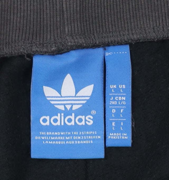 Adidas Mens Black L Fleece Sweatpants with Elastic Waist