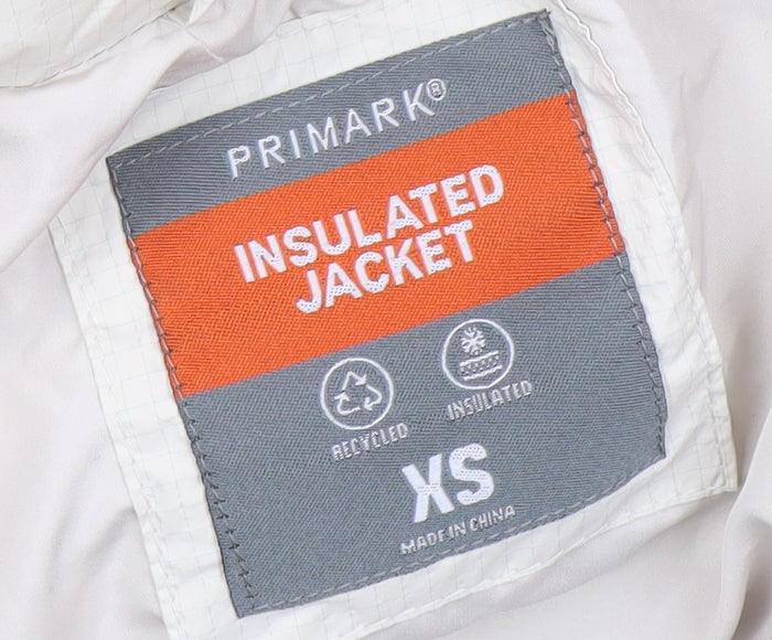 Primark Womens Ivory XS Puffer Jacket Insulated Lightweight Winter Coat
