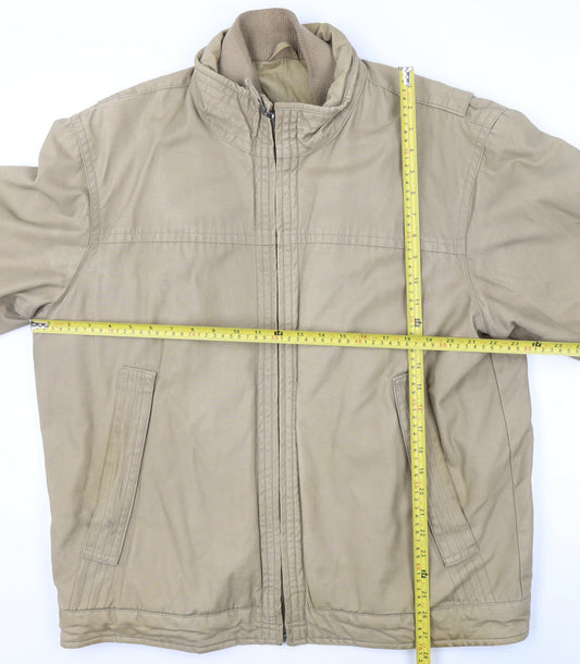 BHS Men’s Beige Cotton Zip-Up Basic Jacket L 42in Classic Style