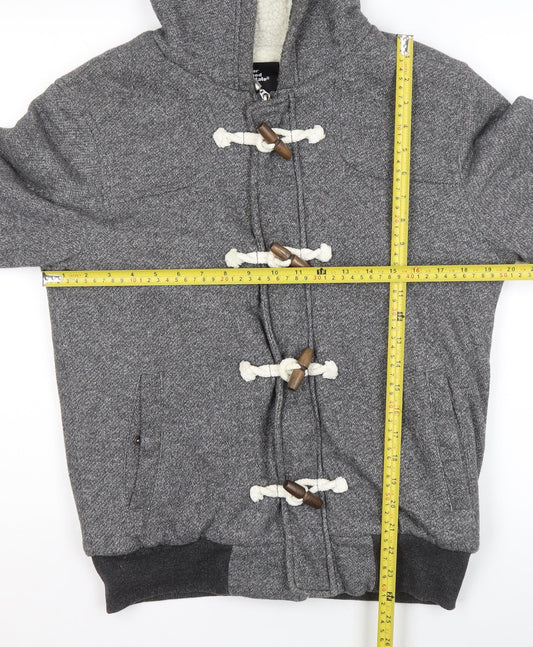 Cedar Wood State Men's Grey Hooded Toggle Hoodie Size M
