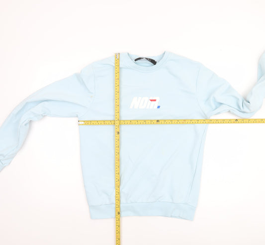 Noir Societe Men’s Light Blue Sweatshirt S Crew Neck Cotton Blend