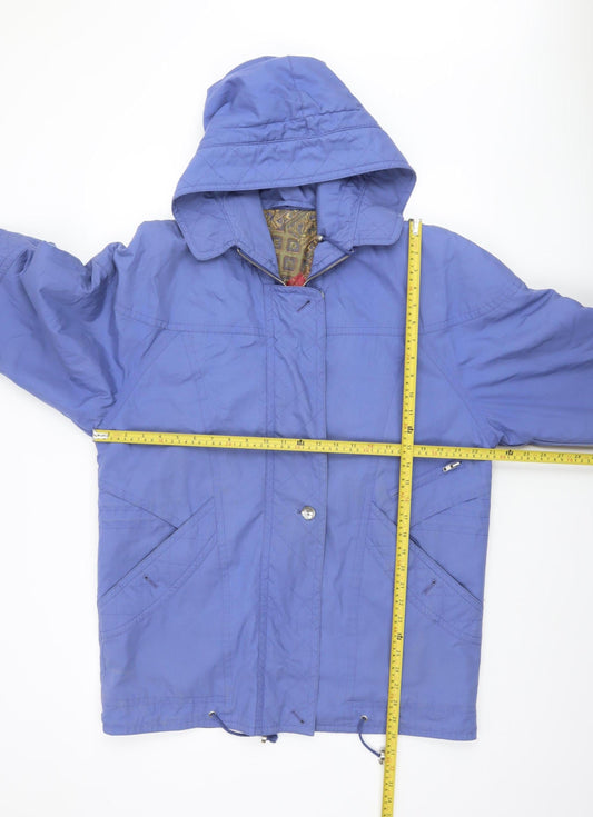 Marks and Spencer Women Blue Hooded Parka Coat UK 12 Polyester Cotton