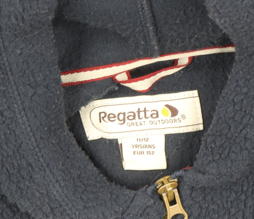 Additional view of Regatta boys’ blue fleece hooded zip jacket 11-12 years hiking outdoor