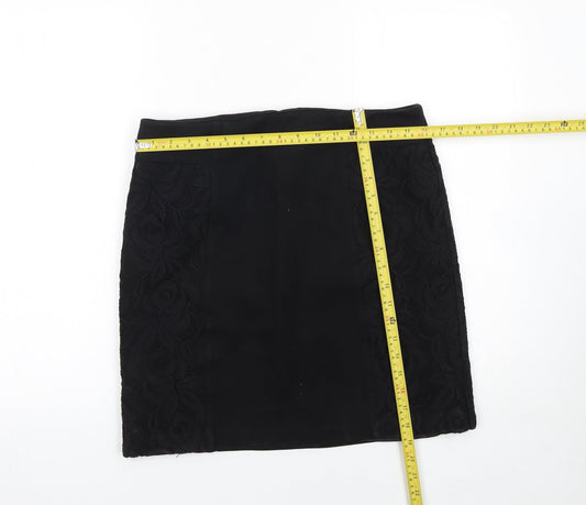 KB Studio Women's Black Lace Pencil Skirt Size 12 Stretch Lined
