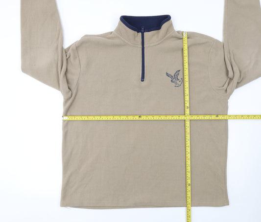 Atlas For Men Beige Fleece 1/4 Zip Pullover Sweatshirt 2XL