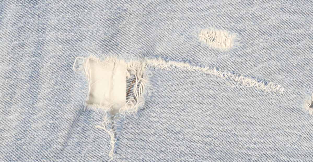 Levi's Premium Men's Blue Light Wash Distressed Straight Jeans W27 L28