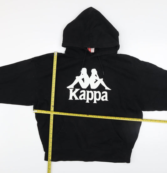 Kappa Men's Black Pullover Hoodie Medium Graphic Logo Sweatshirt