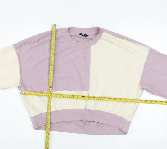 Monki Womens Purple Beige Colourblock Sweatshirt M Cotton Blend