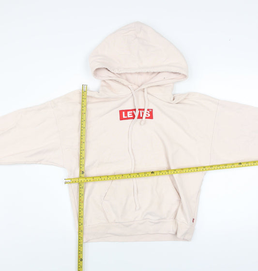 Levi's Women Beige Cotton Pullover Hoodie XS Relaxed Fit