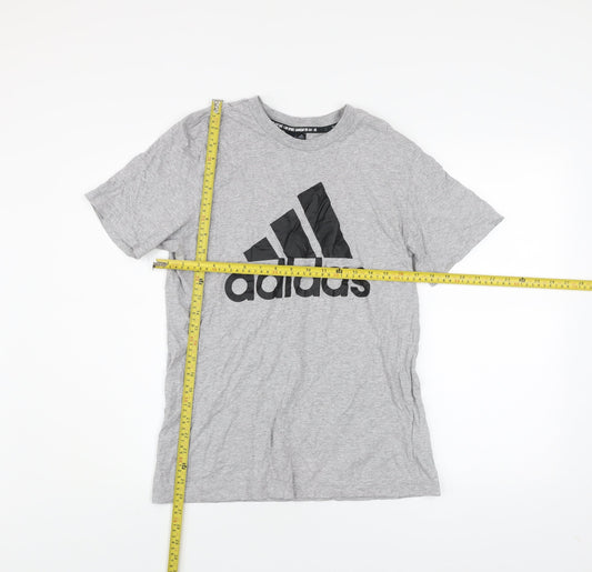Adidas Men's Grey Logo Graphic Print Cotton T-Shirt Size M