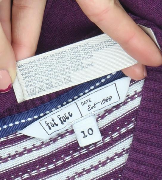 Womens UK 10 Regular Fat Face Purple Tunic Tight-Knit