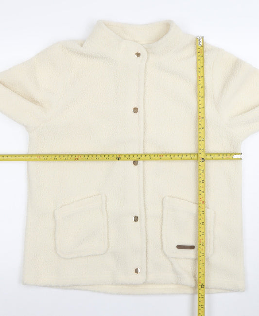 Nathalie Andersen Womens Ivory Fleece Snap Jacket M Classic Winter