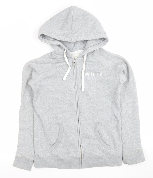 Womens UK 10 Regular Jack Wills Grey Full Zip Hoodie