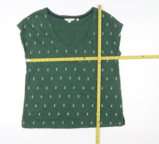 Womens UK Size M Boden Green 100% Cotton T-Shirt
