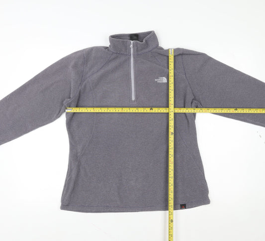 The North Face Women Grey 1/4 Zip Fleece Sweatshirt Size L