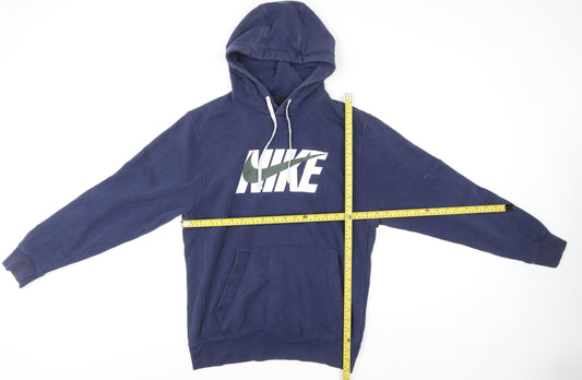 Nike Men's Blue Pullover Hoodie S Graphic Logo Fleece Sweatshirt