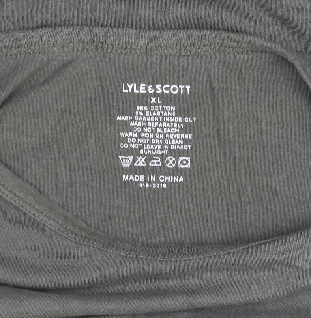 Lyle & Scott Men's Khaki Green XL Cotton Crew Neck T-Shirt