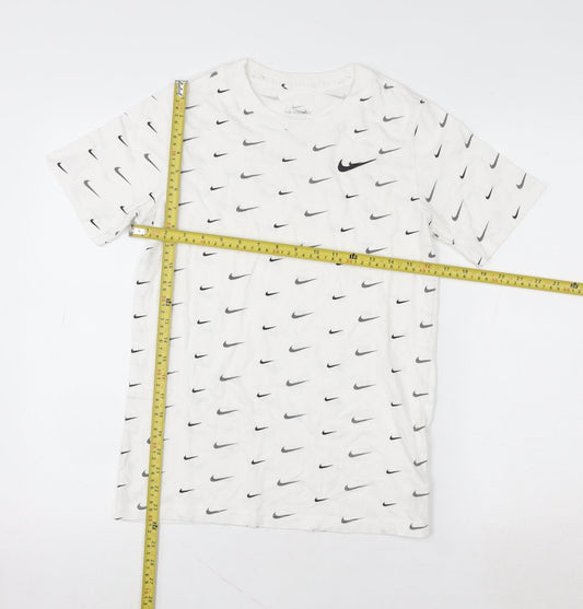 Nike Boys White Graphic Logo T-Shirt 13-14 Years Short Sleeve Cotton Tee