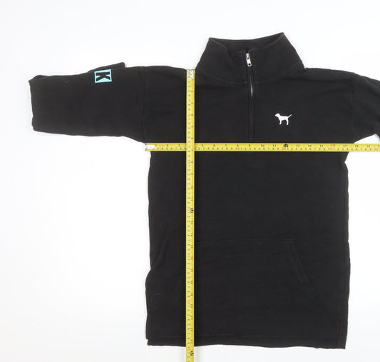 Victoria's Secret PINK Womens Black XS 1/4 Zip Pullover Sweatshirt