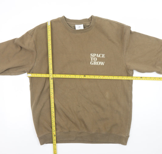 H&M Men Brown Relaxed Fit Graphic Print Sweatshirt Size M