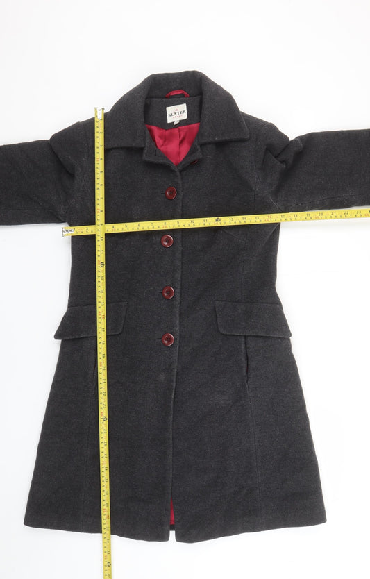 Slater Women Grey Wool Blend Long Overcoat Size 8 Classic Smart