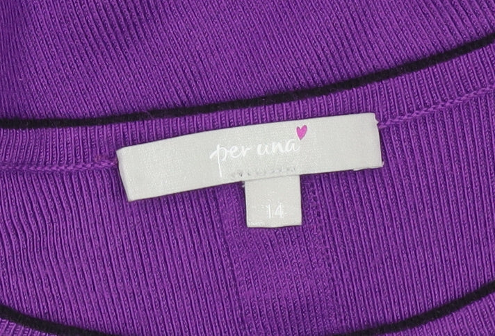 Marks and Spencer Per Una Women's Purple Peplum Knit Jumper Size 14