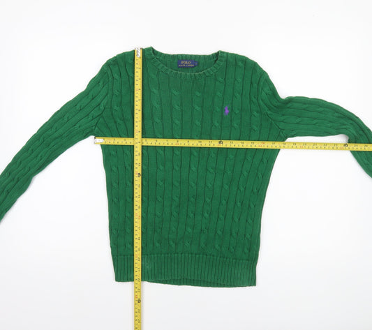 Polo Ralph Lauren Women’s Green Cable-Knit Cotton Jumper Size S