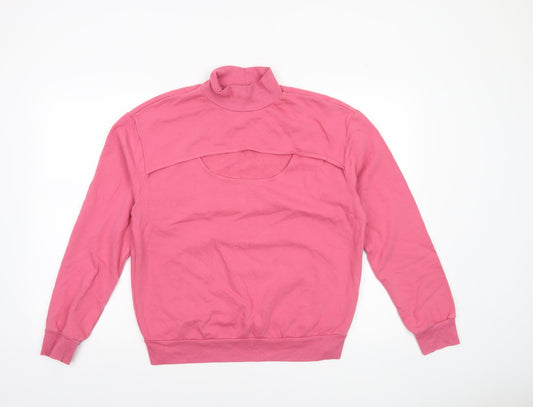 t.la Women Pink Medium Pullover Sweatshirt with Cut-Out Detail