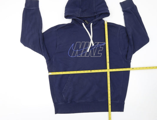 Nike Men's Blue Pullover Hoodie L Logo Fleece Sweatshirt