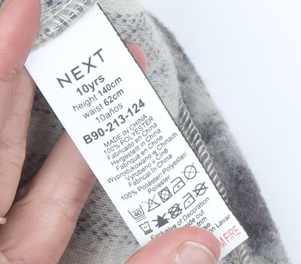 Brand and care label for Next girls’ beige checked fringe shirt jacket 10 years polyester autumn winter