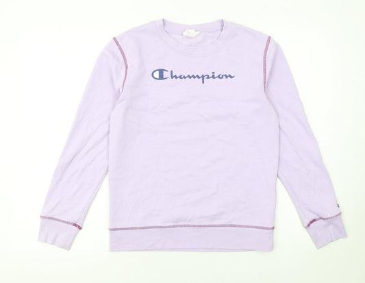Champion Girls Purple Logo Pullover Sweatshirt L 11-12 Years