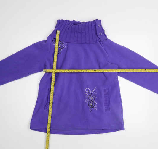 Atlas For Women Purple Embroidered Fleece Sweatshirt UK 12-14