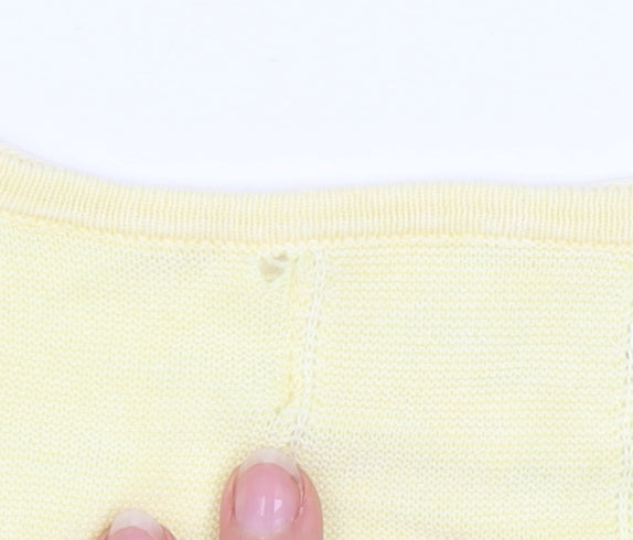 Womens UK Size 18 FatFace Yellow Cotton Blend Button-Up