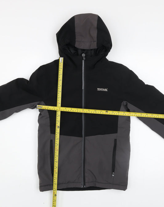 Regatta Boys Black 9-10 Years Hooded Waterproof Puffer Jacket