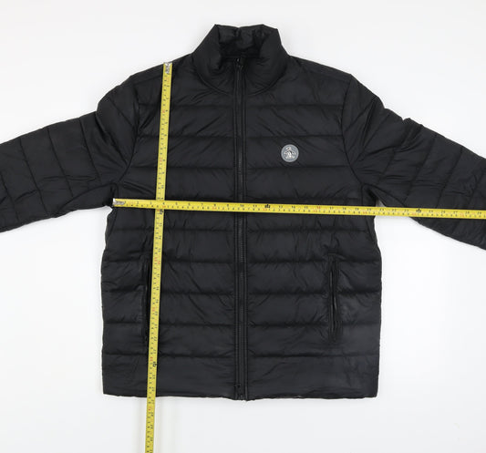 Original Penguin Men's Black Puffer Jacket M Full Zip Winter Coat
