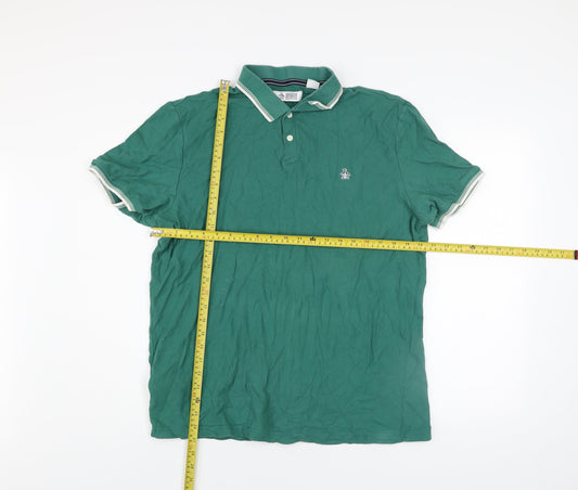 Original Penguin Men's Green Cotton Polo Shirt Size L Short Sleeve