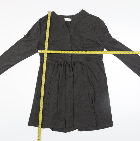 AS by Anna Smith Women Grey Empire Waist Long Sleeve Jersey Dress Size M