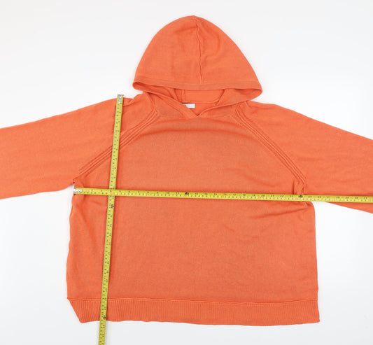Next Womens Orange XL Hooded Pullover Acrylic Lyocell Linen Hoodie